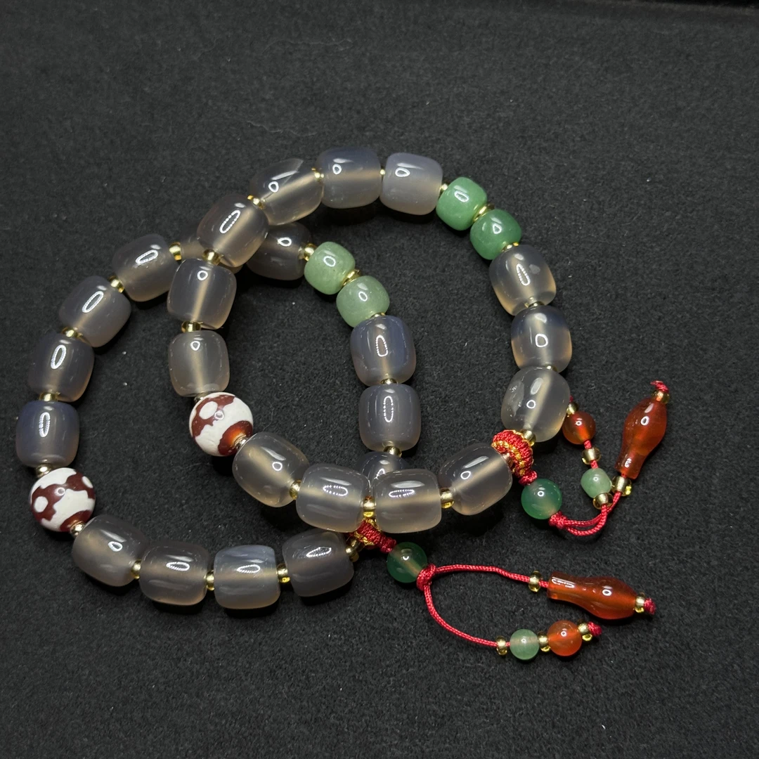 【玉合缘】天然冰烟紫玛瑙手串-多样性发一 4214