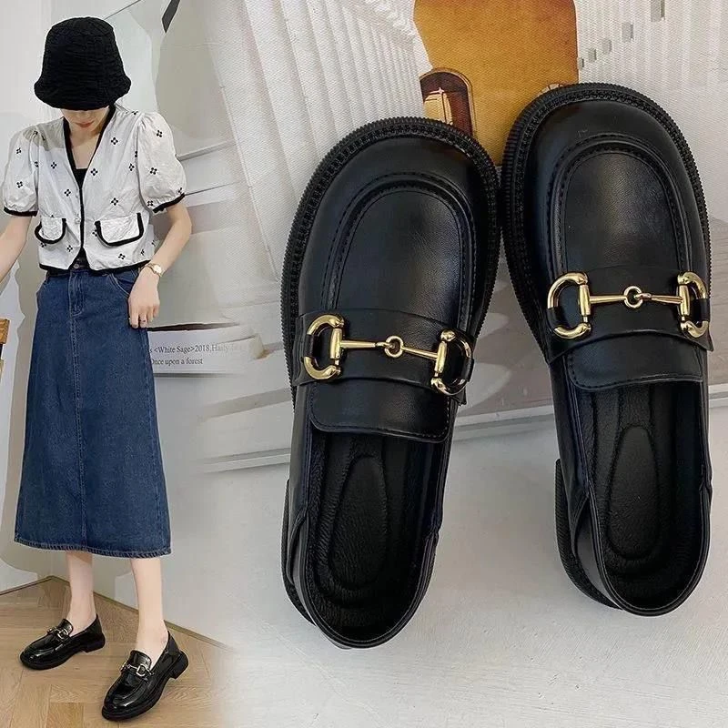 小皮鞋2024夏秋新款平底韩版套脚英伦风软皮单鞋乐福鞋