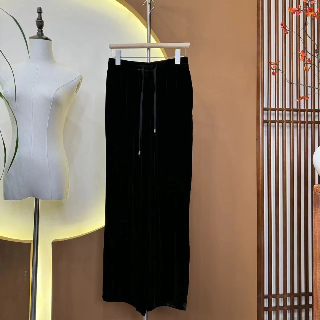 【格一专属】  100%桑蚕丝真丝丝绒时尚百搭直筒裤显瘦长裤     905