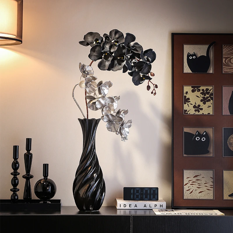 创意简约旋转花瓶摆件大号高档轻奢玄关客厅桌面工艺品陶瓷摆设品