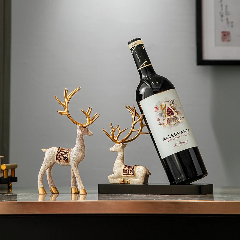 葡萄酒架摆件中式家居创意麋鹿客厅红酒架餐边柜酒托酒柜软装装饰