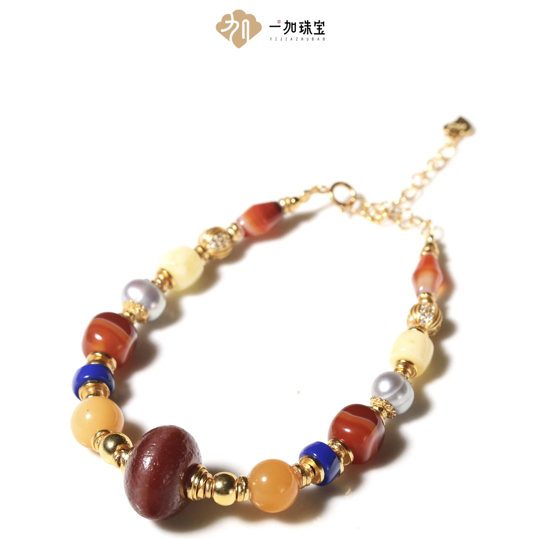 壹加火火|原创设计美泓橘皮车轮药师多宝手链多样性发其一