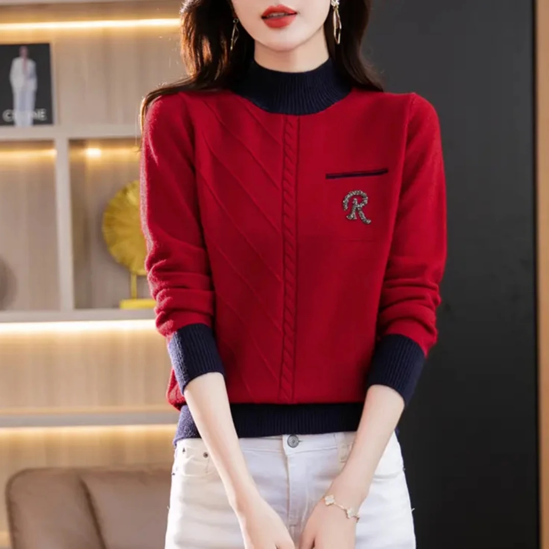 47【红色字母R】2024秋冬新款加厚加软重工针织衫毛衣