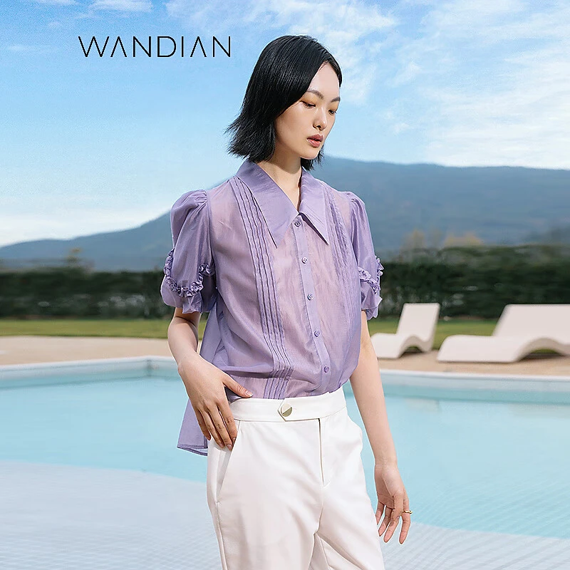 婉甸新品熏衣草紫短袖上衣1232S18SX5