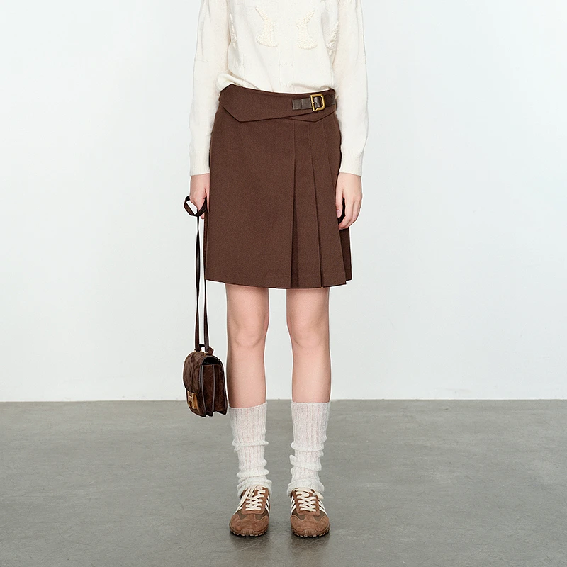 婉甸咖色短裙1234K12SX4