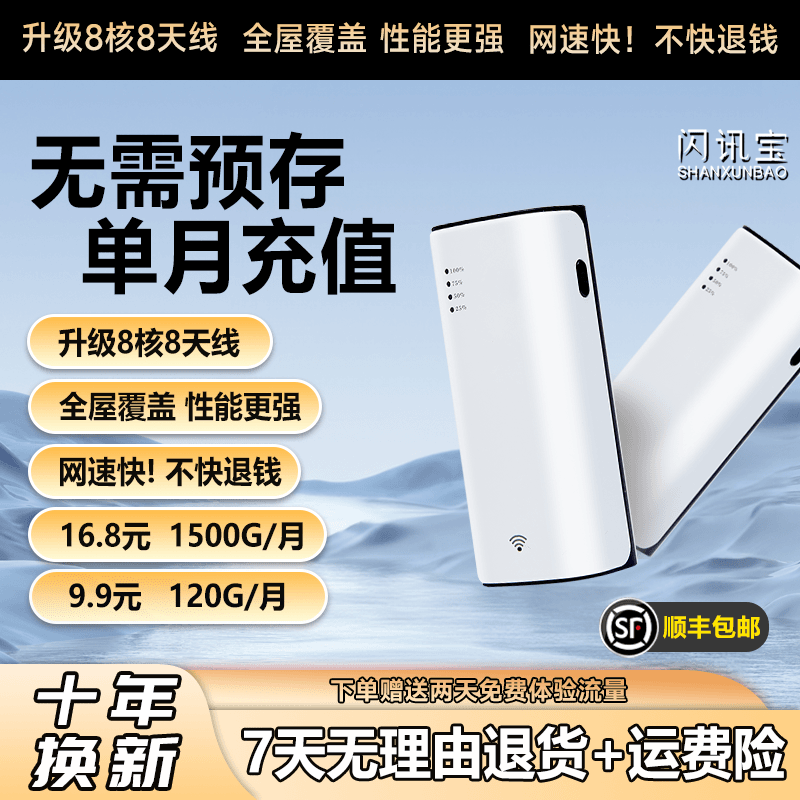 shanxunbao/闪讯宝 新款智能无线光猫4g5g三网通免开户穿墙全屋覆盖随身WiFi电视可用