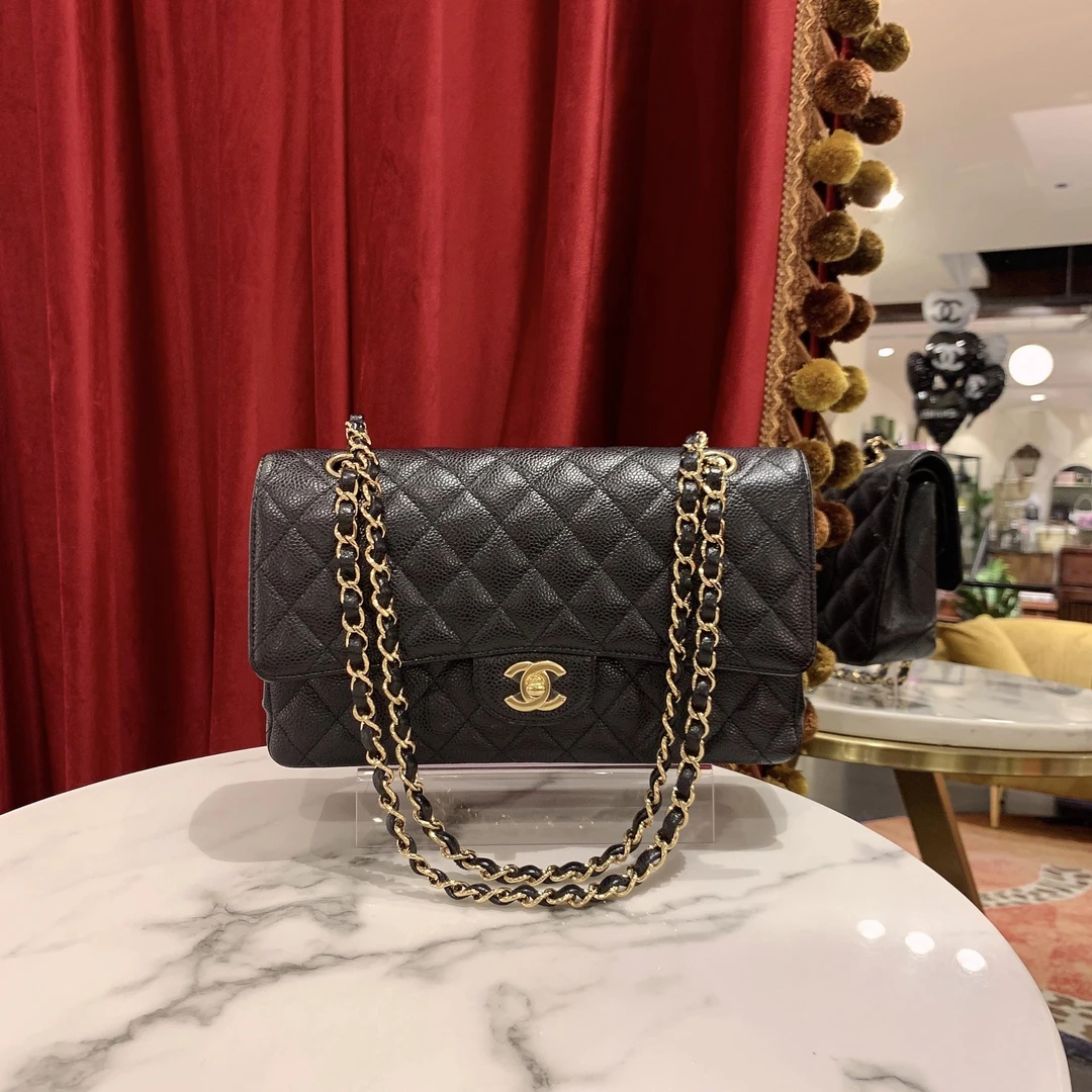 95新 Chanel/香奈儿 GGS丨香奈儿CF中号黑金荔枝27开/85427786