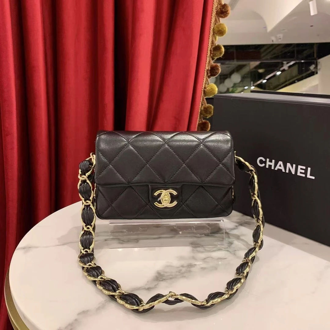 95新 Chanel/香奈儿 GGS丨24k粗链条hobo黑金芯片款/50388688