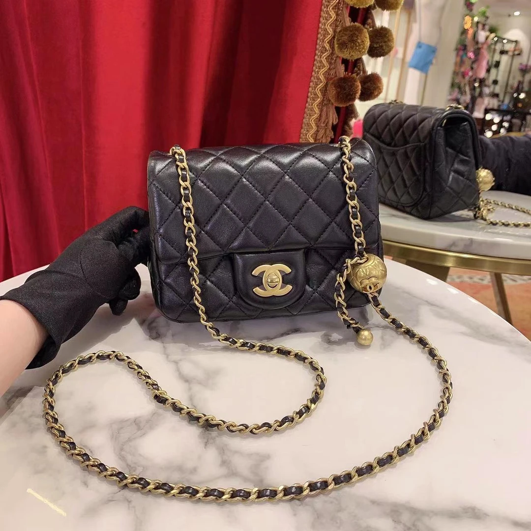 95新 Chanel/香奈儿 GGS丨金球方胖子黑金单肩包芯片款/39310078