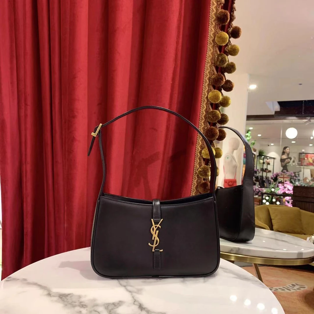 95新 YSL/圣罗兰 GGS丨hobo中号黑金牛腋下包 95455373
