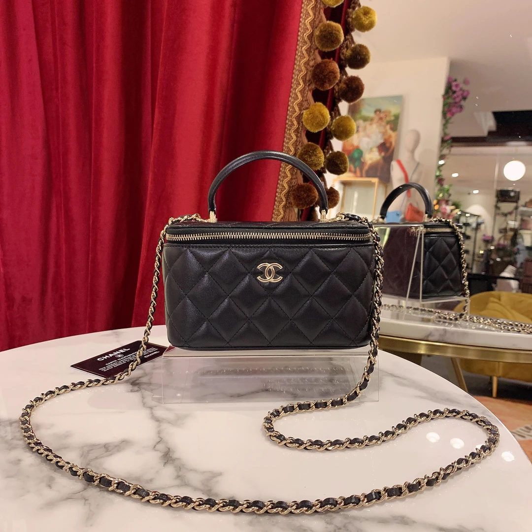 95新 Chanel/香奈儿 GGS丨皮手柄长盒子黑金31开 53339546