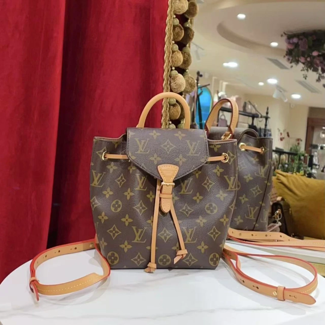 95新 LV GGS丨montsouris bb双肩包老花金扣 12860960