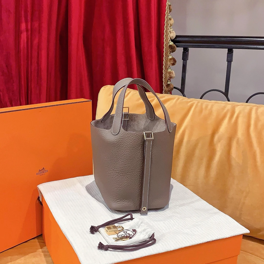 99新 Hermes/爱马仕 GGS丨picotin18大象灰金扣TC25645814