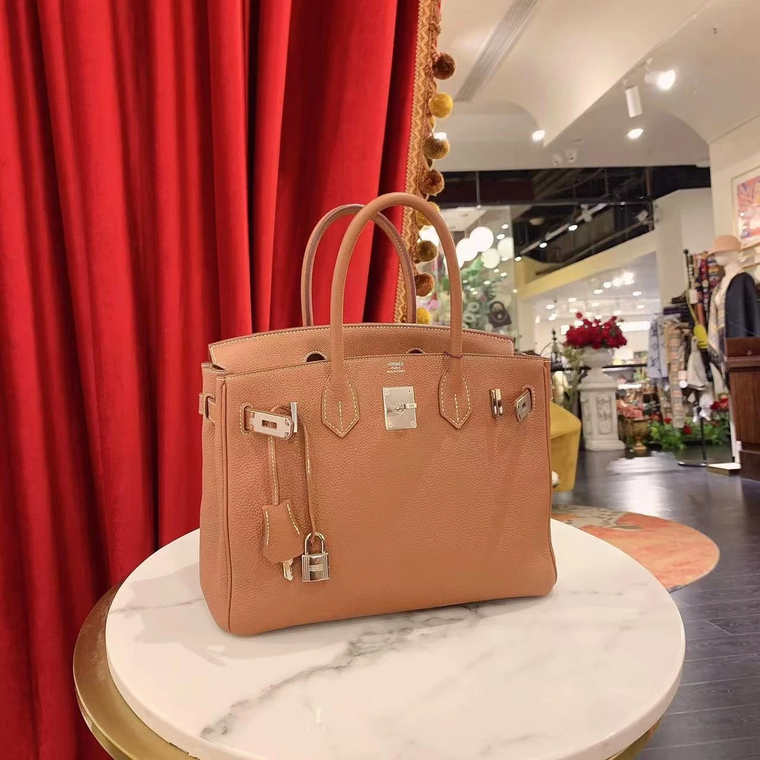 95新 Hermes/爱马仕 GGS丨Birkin30金棕银扣togo/13403675