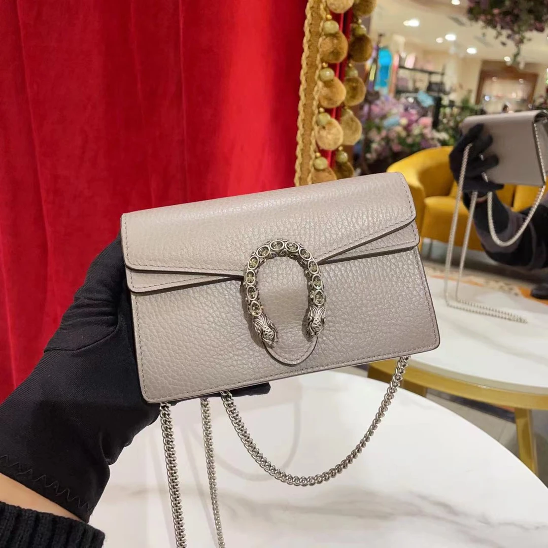 95新 GUCCI/古驰 GGS萌萌丨酒神supermini灰色单肩包 96782312