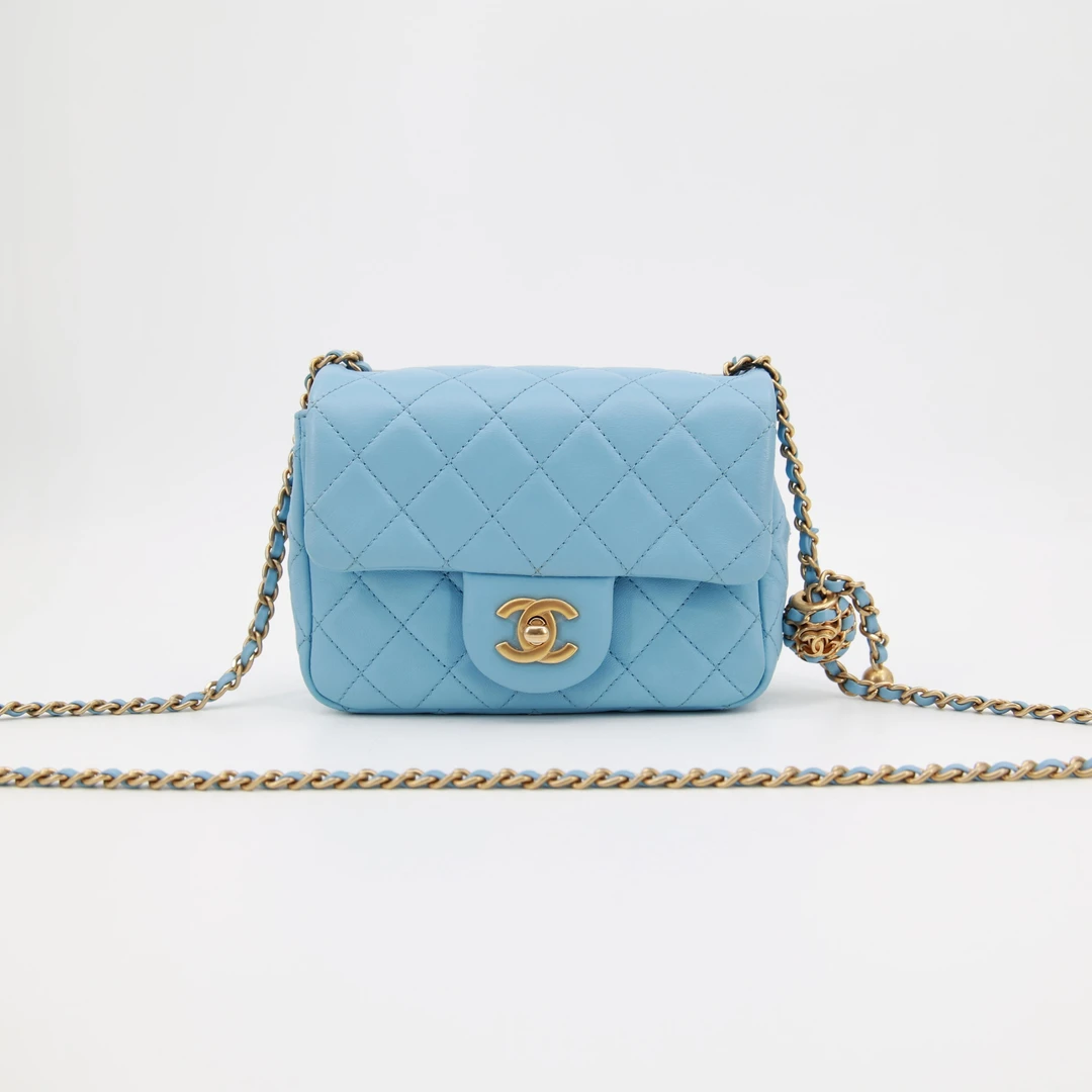 95新 Chanel/香奈儿 GGS十一丨核桃金球方胖链条包芯片 33746654