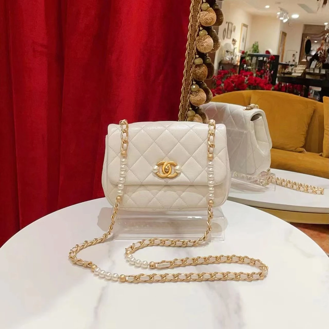 95新 Chanel/香奈儿 GGS天天丨|22珍珠logo白色单肩包/37556624