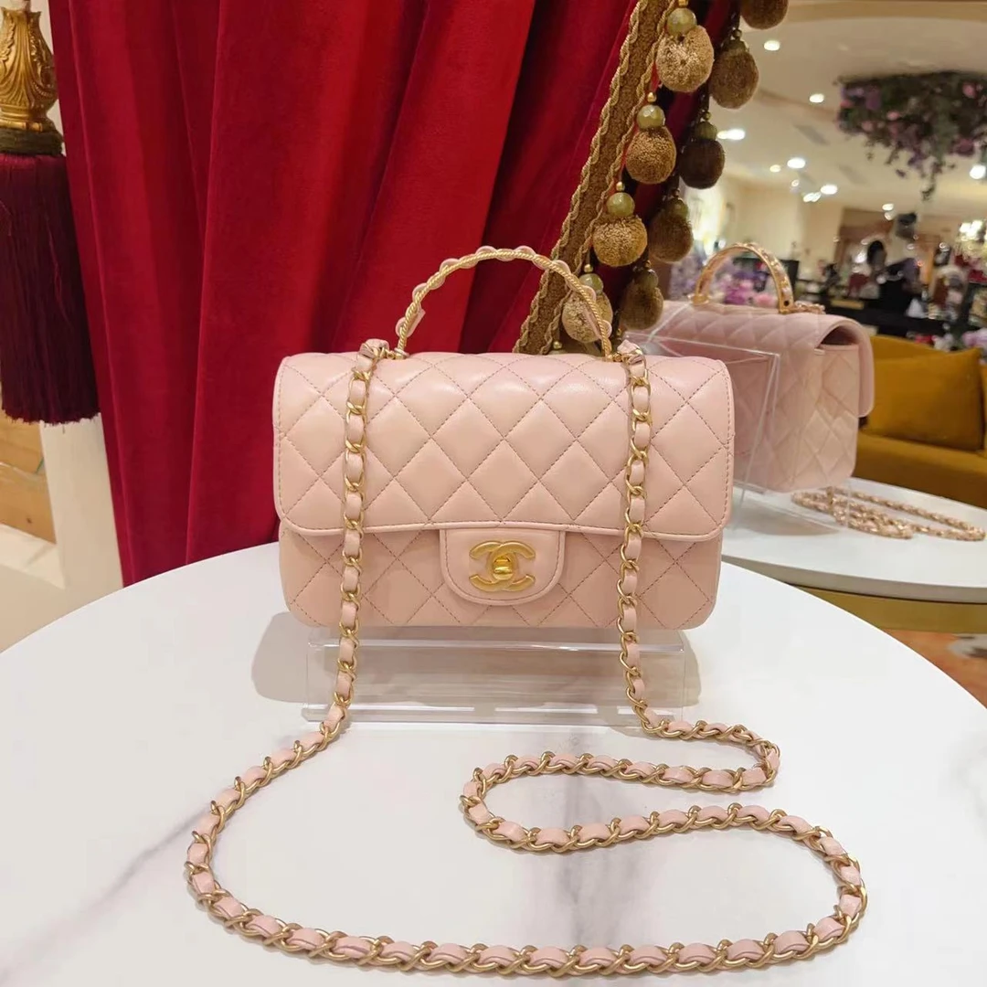 99新 Chanel/香奈儿 GGS丨23K手柄cf大mini玫瑰粉金芯片21267954