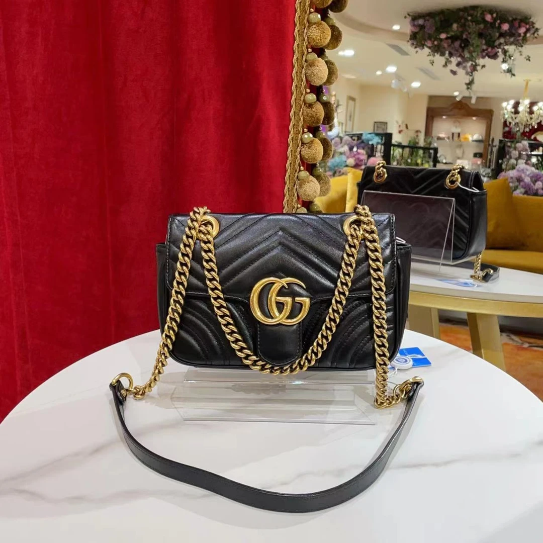 95新 GUCCI/古驰 GGS丨马蒙小号黑色单肩包/76890783