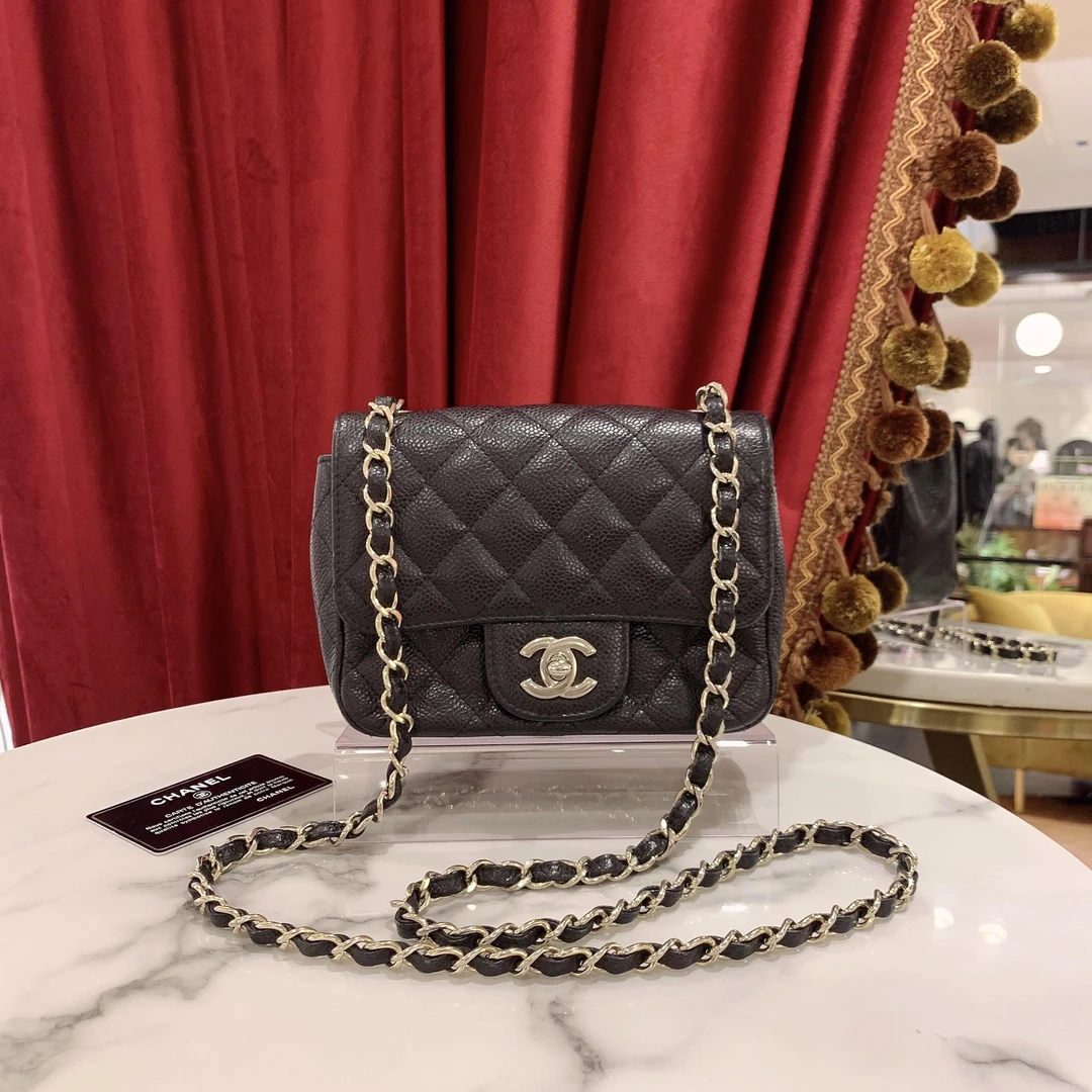 95新 Chanel/香奈儿 GGS丨方胖子黑金单肩包20开 29081005