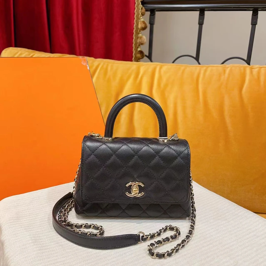 95新 Chanel/香奈儿 GGS丨cocohandle mini黑金荔枝芯片/89495066