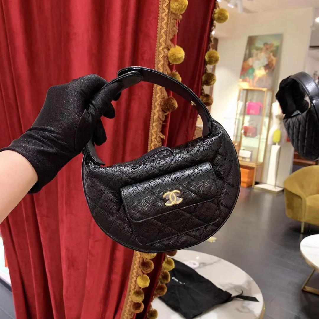 95新 Chanel/香奈儿 GGS丨23B呼啦圈黑金荔枝芯片款/47787496