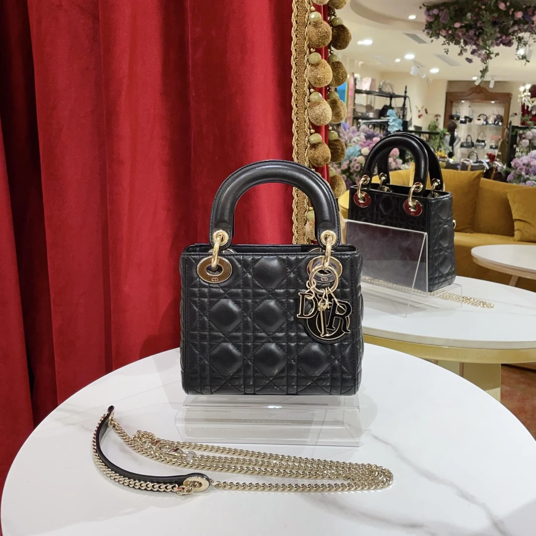 95新 DIOR/迪奥 GGS丨戴妃三格黑金20年芯片款/11951551
