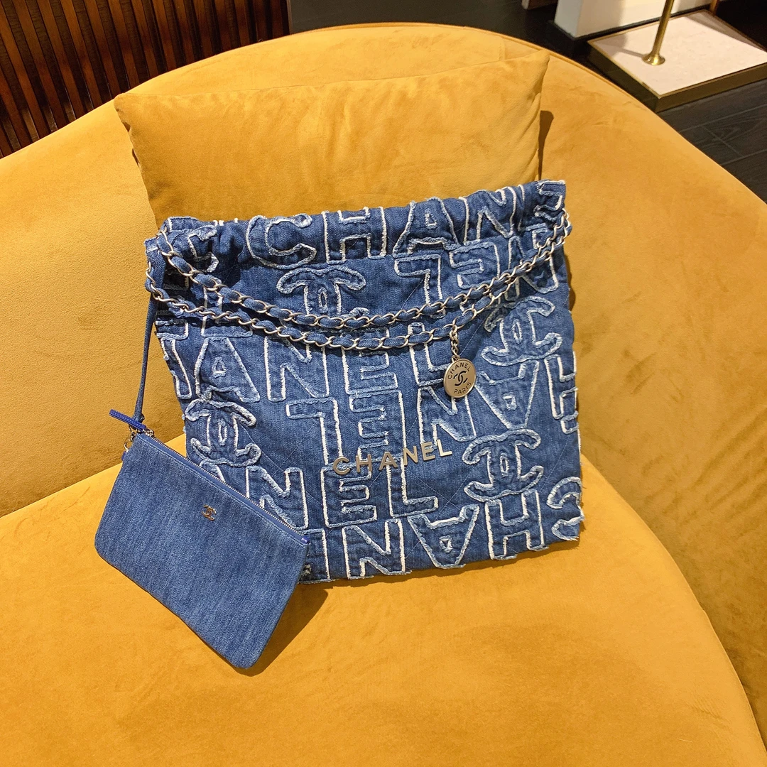 95新 Chanel/香奈儿 GGS丨24a垃圾袋22bag中号牛仔/97835023