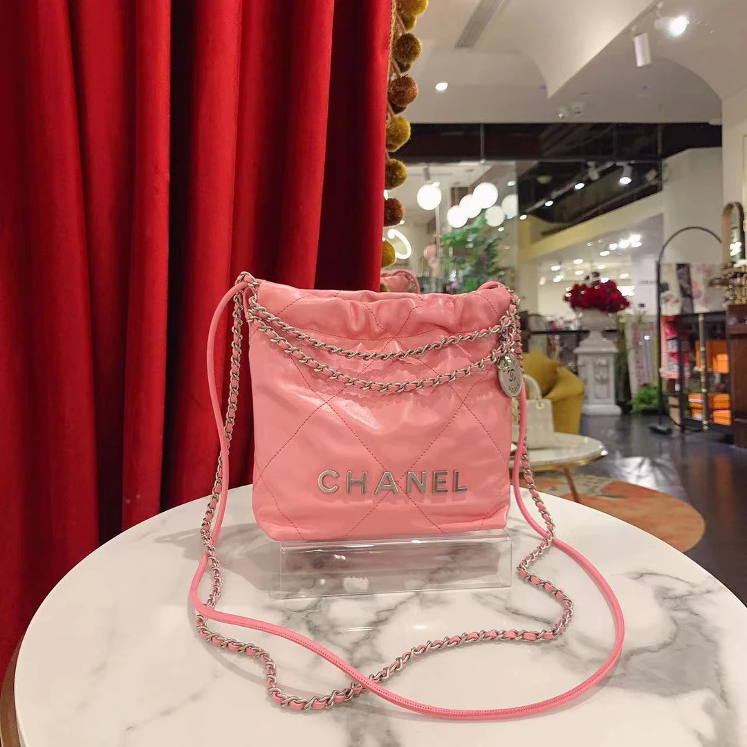 95新 Chanel/香奈儿 GGS丨22bag粉色mini银扣芯片款/91901930