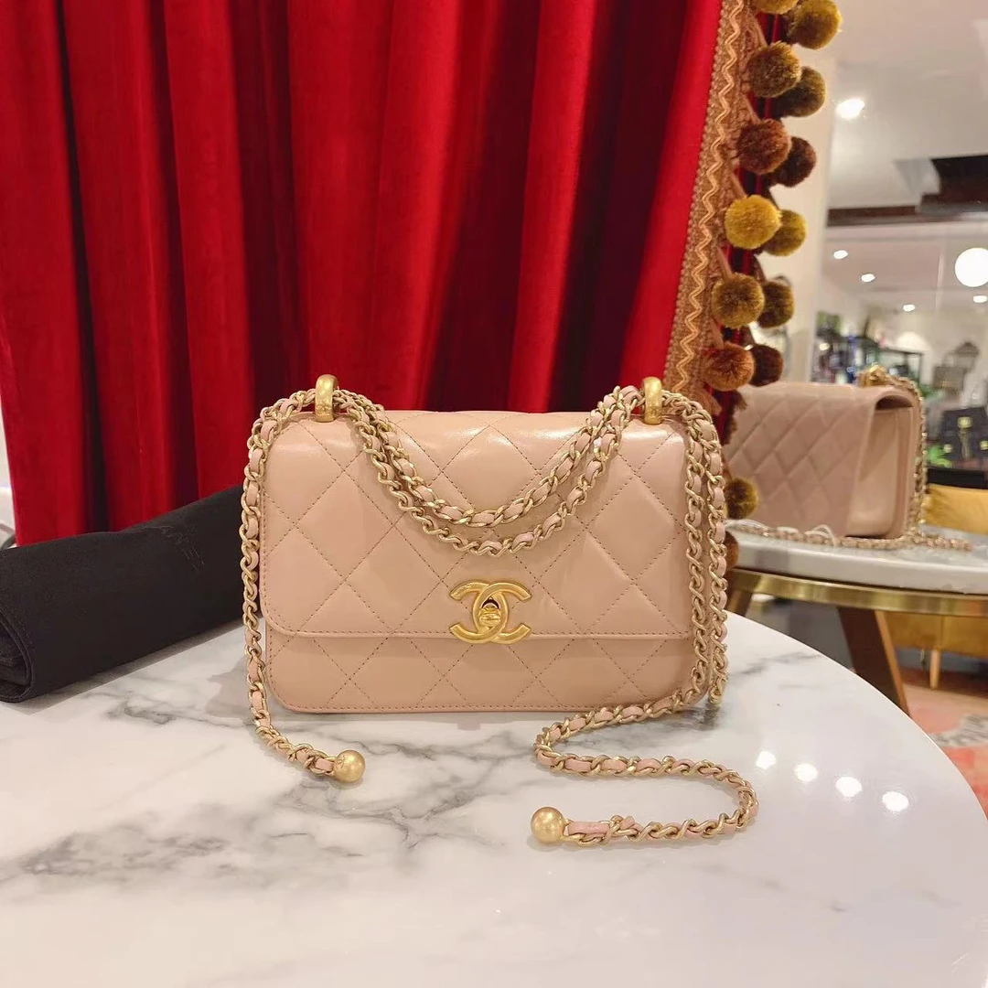 95新 Chanel/香奈儿 GGS丨24c双金珠19奶茶色金扣牛 62648007