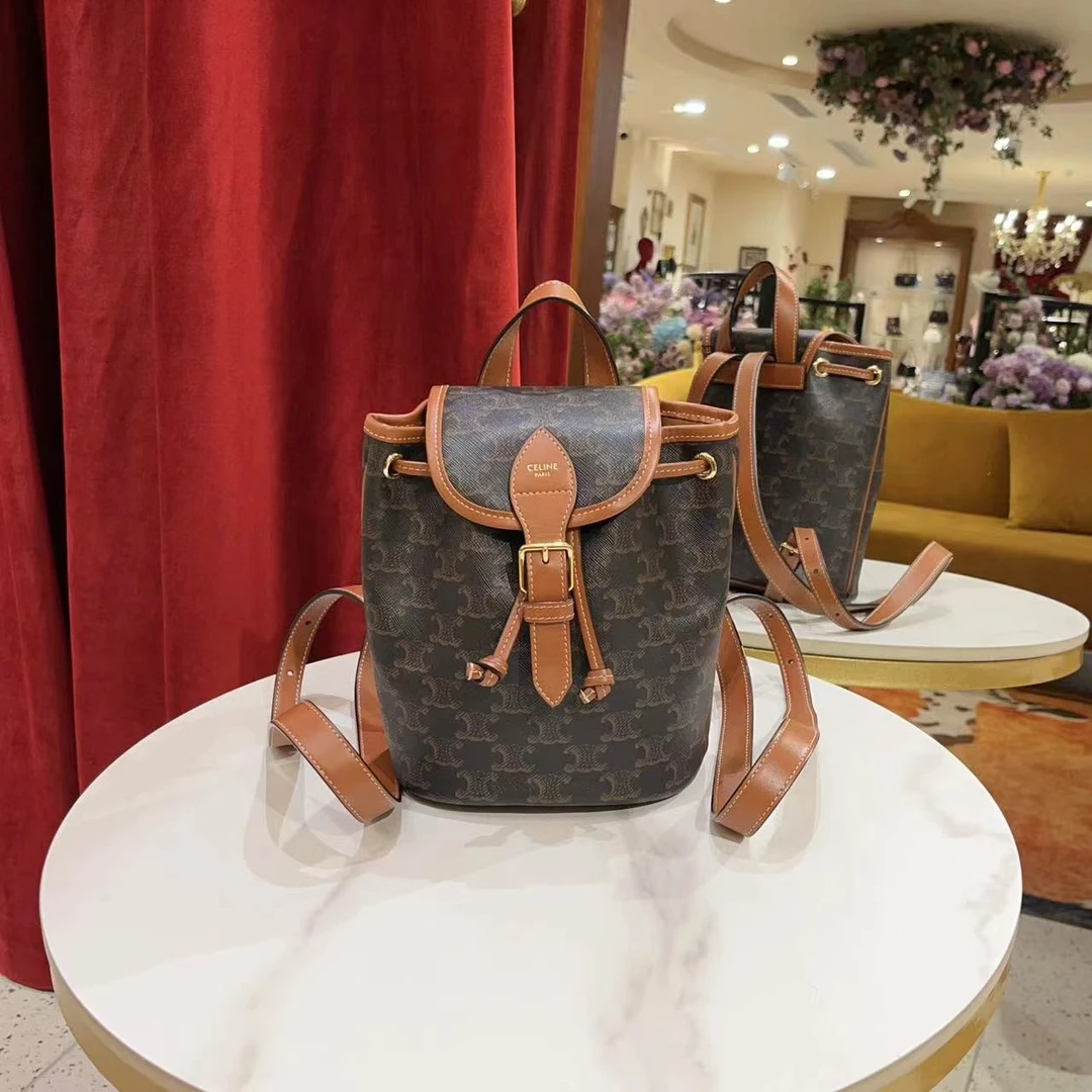 95新 Celine/思琳 GGS丨凯旋门双肩包mini老花金扣/34885167