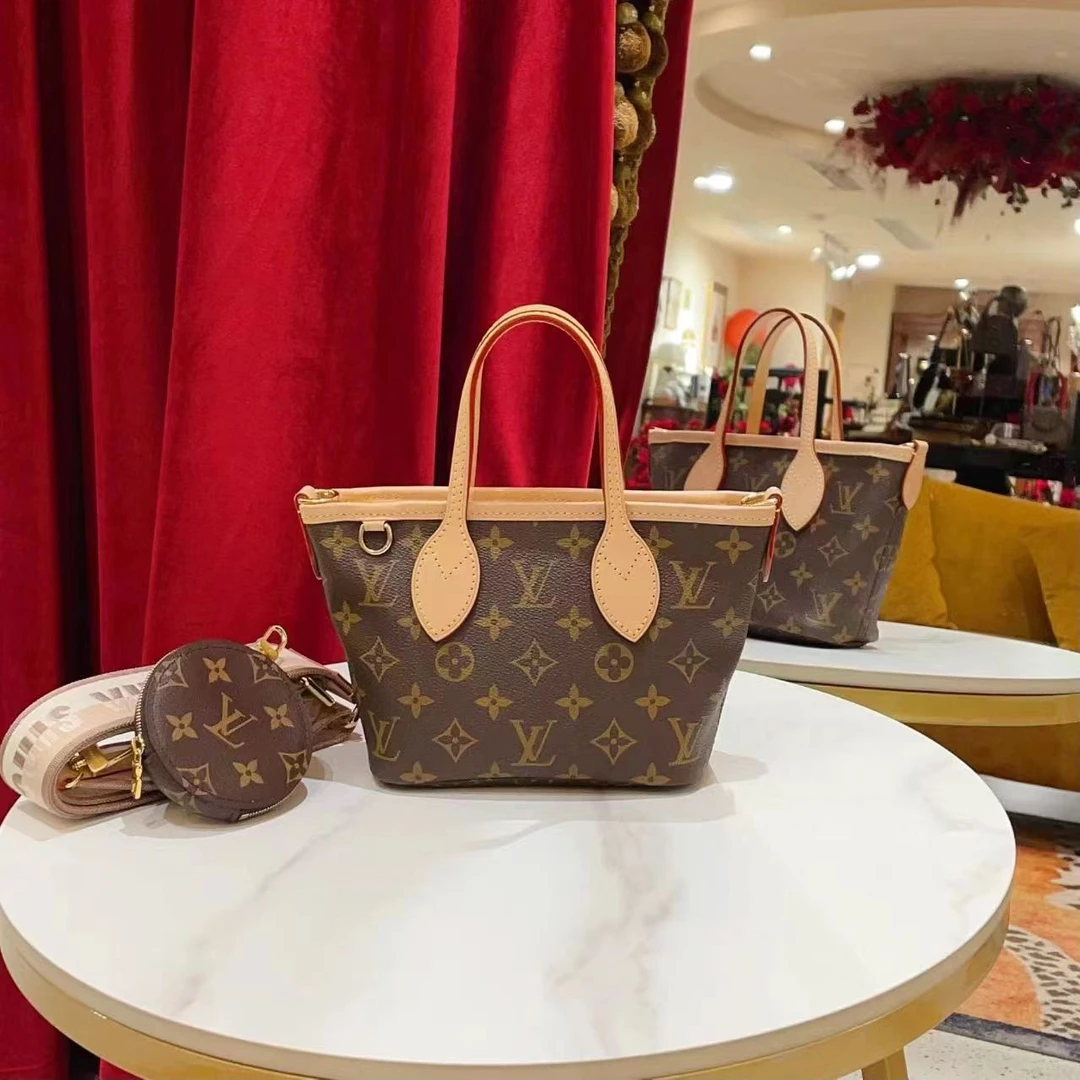 95新 LV GGS丨neverfull bb奶茶色肩带老花 /81791637