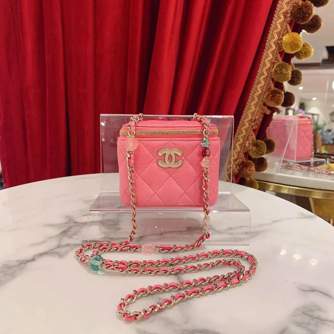 95新 Chanel/香奈儿 GGS丨23p珐琅糖果链条方盒子粉金21092216