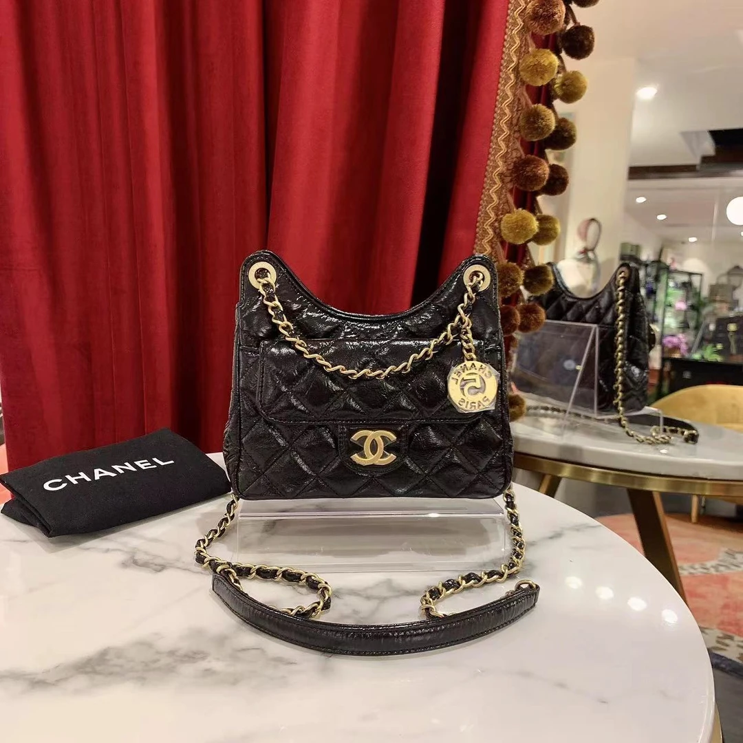 95新 Chanel/香奈儿 GGS丨23p天猫精灵hobo小号黑金油蜡 69207085