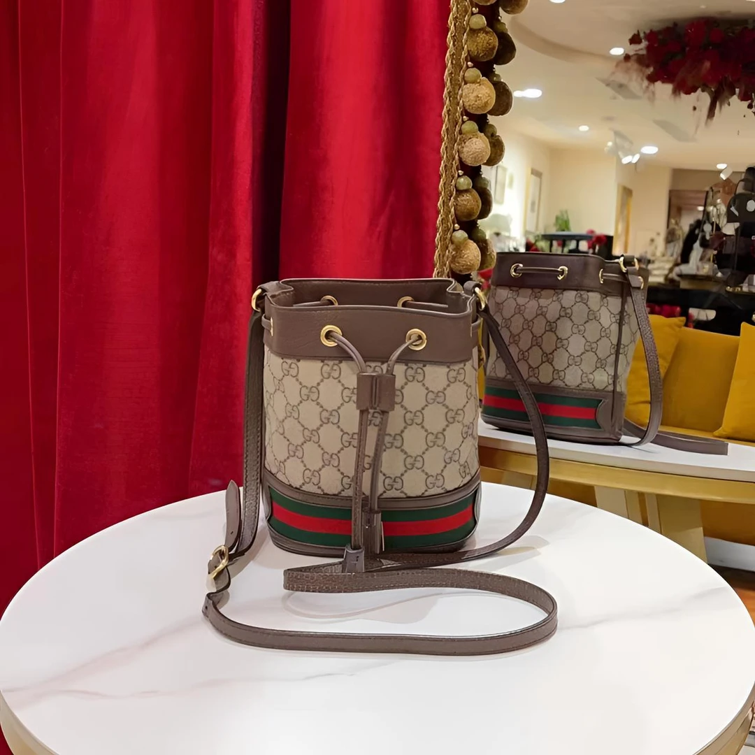 95新 GUCCI/古驰 GGS小七丨ophidia系列mini水桶包老花/35475800