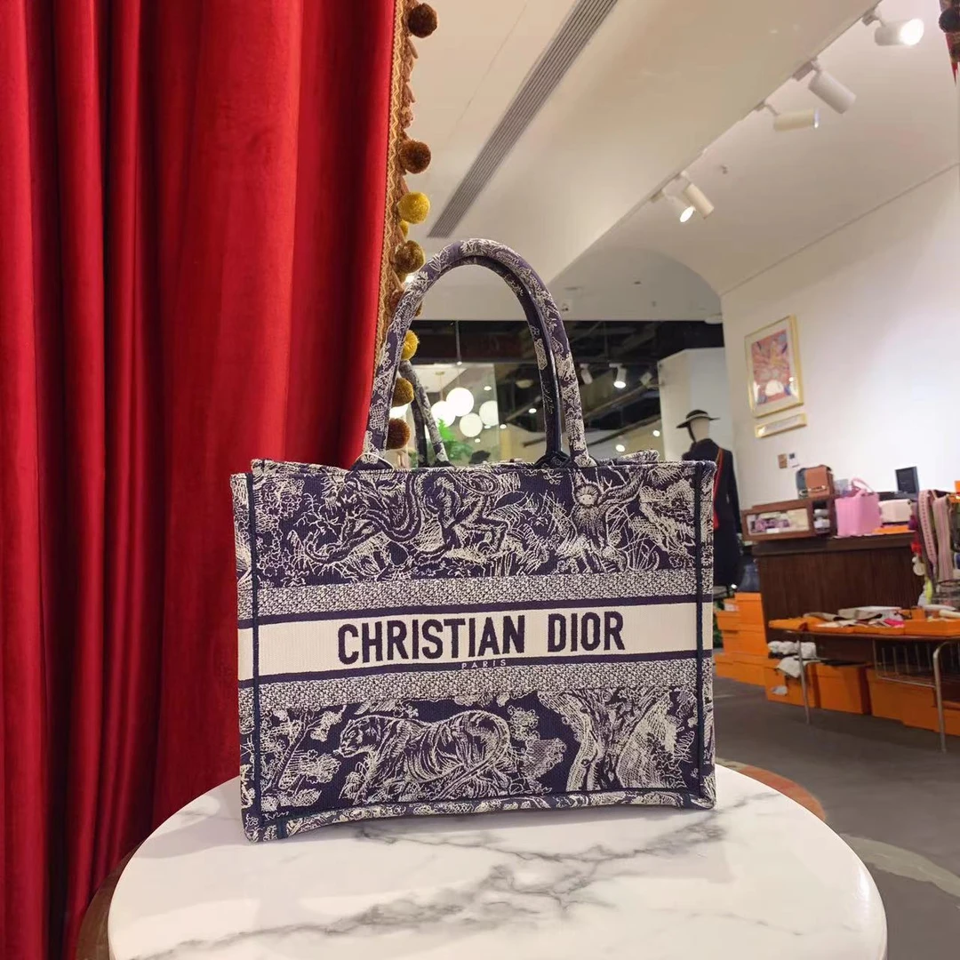 95新 DIOR/迪奥 GGS丨动物园tote中号蓝色帆布 93201806