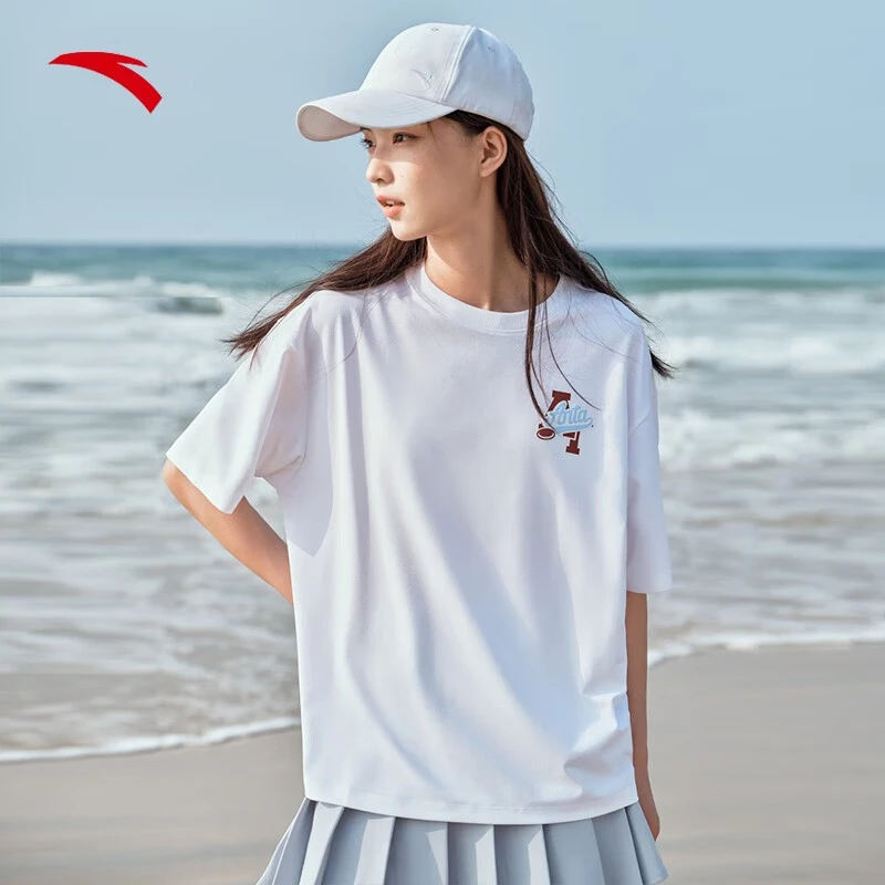 安踏短袖t恤女2023夏季新款休闲百搭针织衫圆领休闲上衣162338108