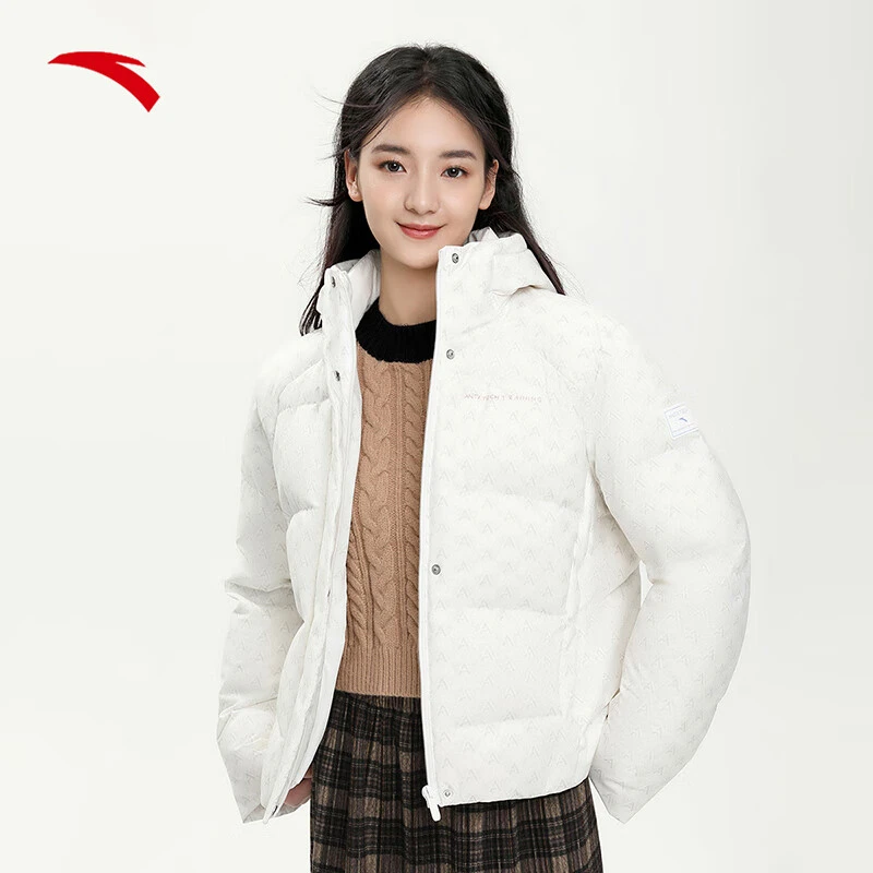 安踏防泼水雪壳女冬季服|防寒保暖连帽冬女款潮流款外套162347919