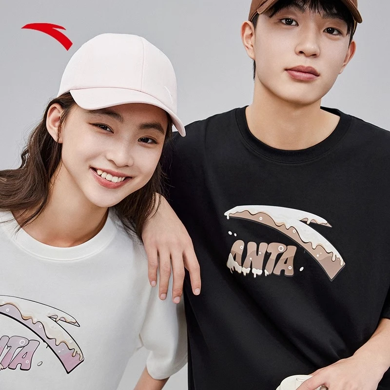 安踏针织宽松短袖t恤男女夏季潮流时尚情侣款百搭休闲运动上衣