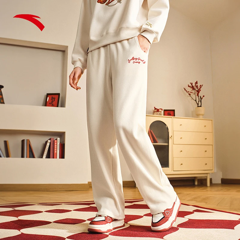 安踏好事发生丨新年款灯芯绒长裤女冬季直筒休闲针织运动长裤