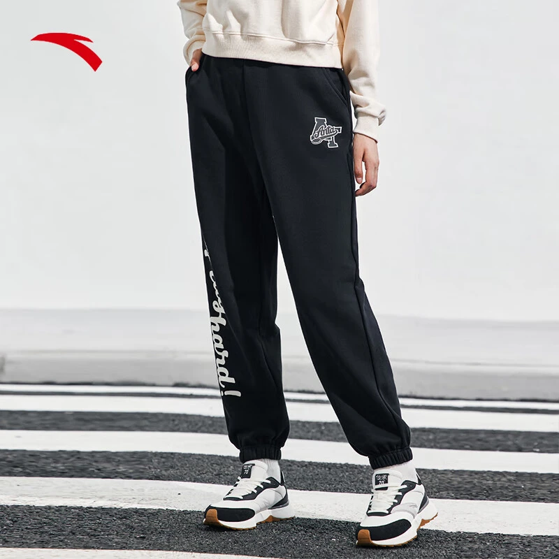 安踏关晓彤同款针织运动裤中腰显瘦束脚健身女士休闲裤/162338326