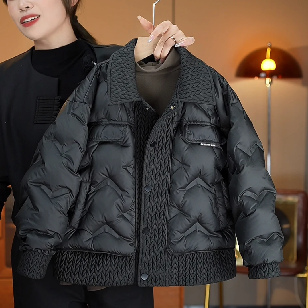 儿童羽绒棉服男童短款2024冬装新款帅气宝宝中大童韩系冬季潮酷帅