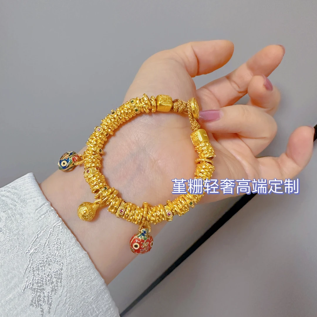 合金合成锆石手链 多样性锆石盘缠配吞金兽三口民族风新中式手链