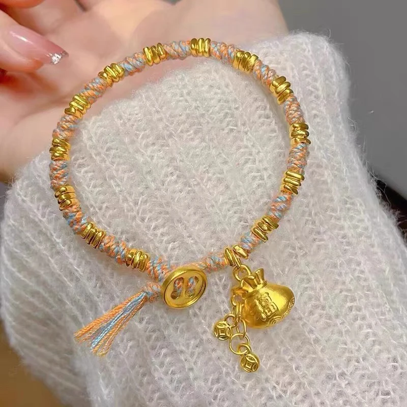 合金布艺手链 福袋碎碎惍粉色清新编织绳手链