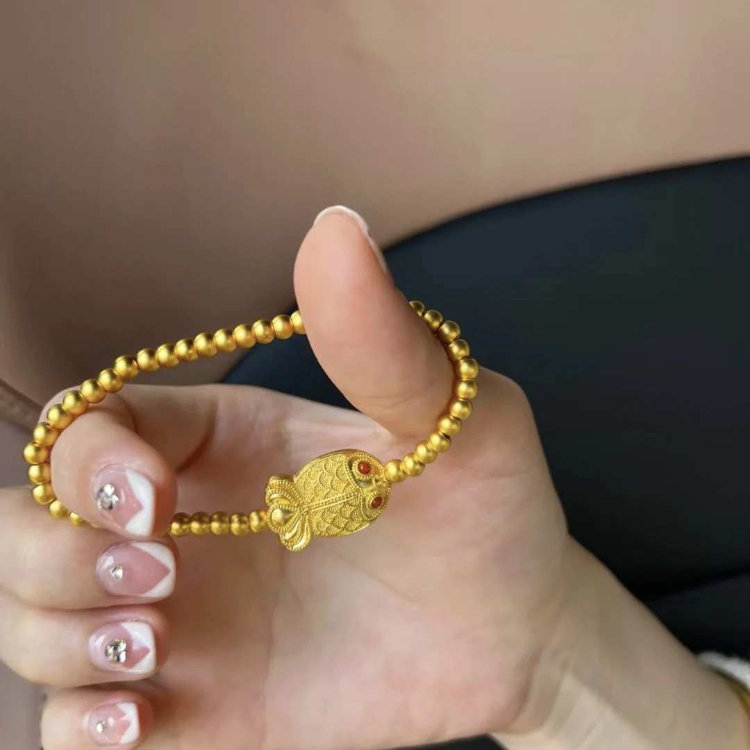 合金珐琅手链 小黄鱼款5mm古法珠珠手链