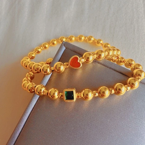 合金珐琅手链 6mm光珠手链弹力绳款