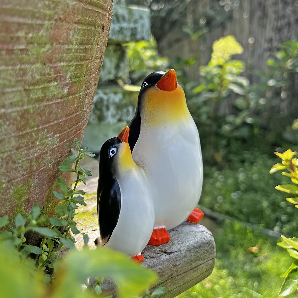 母子企鹅树脂摆件阳台户外庭院装饰布置造景家居桌面摆放工艺品