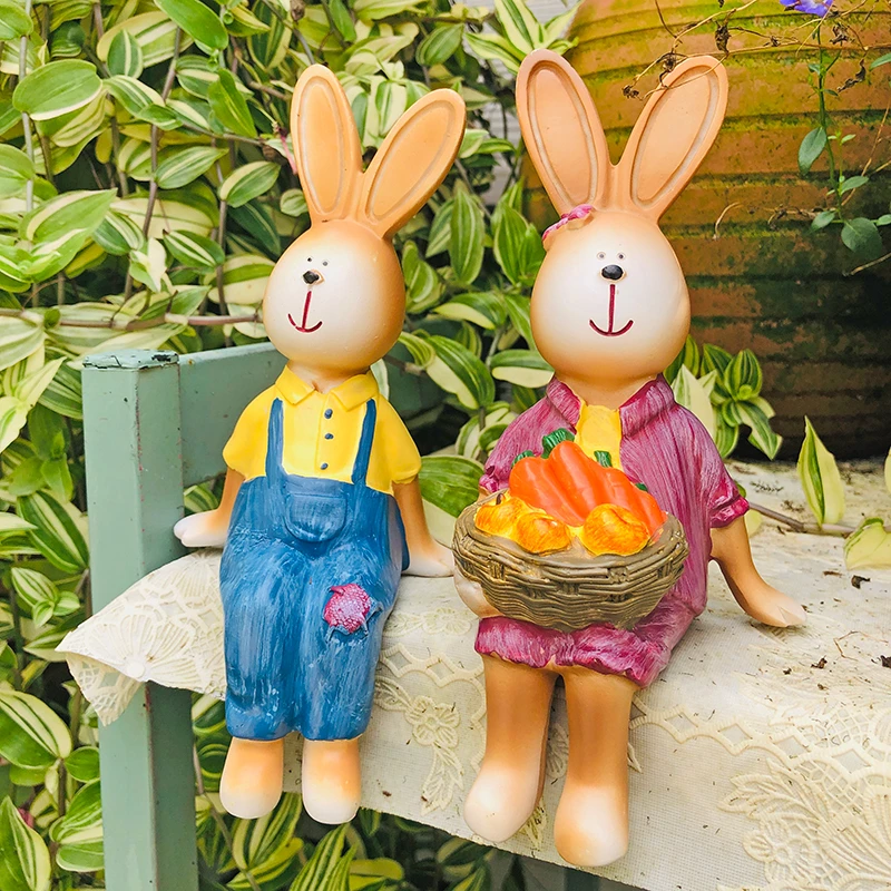 情侣兔子摆件户外阳台庭院装饰品桌面家居摆件树脂工艺品创意摆件