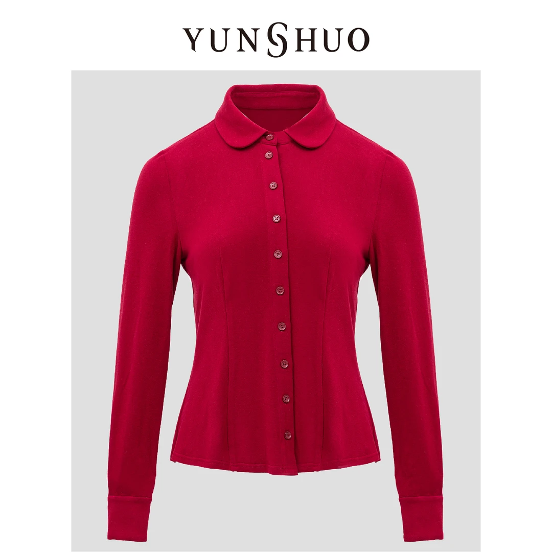 YUNSHUO允硕2024秋季新品经典百搭简约修身气质衬衣上衣339702