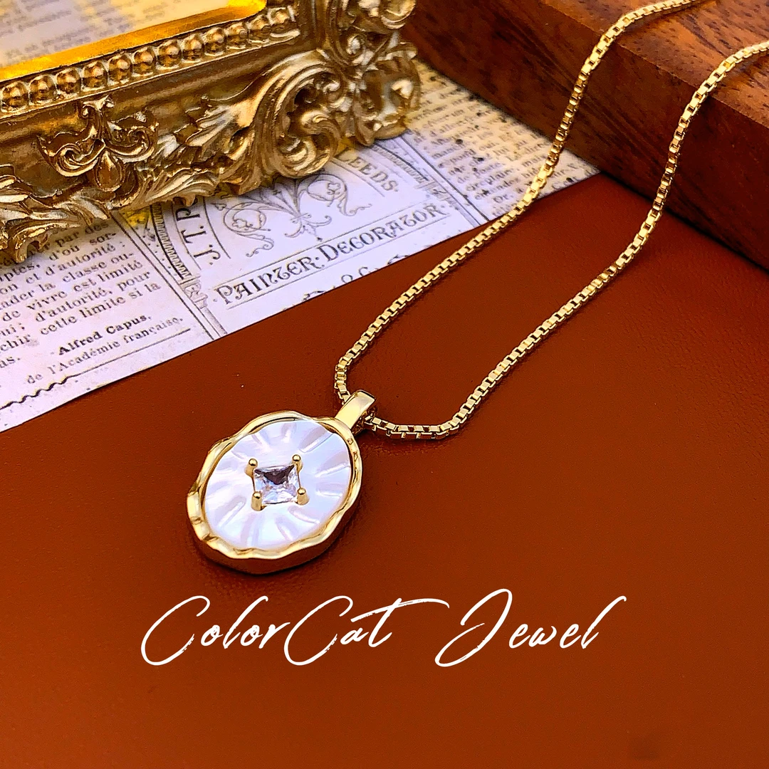 铜合金项链 X5058【暮色】法式浪漫白贝ColorCat项链